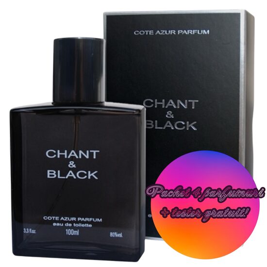 Set 4 Apa de toaleta Chant & Black, barbati, Cote D´Azur, 100 ml + Tester GRATUIT