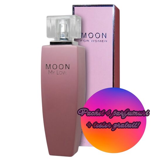 Set 4 Apa de Parfum Cote d'Azur Boston Moon My Love, Femei, 100 ml +Tester GRATUIT