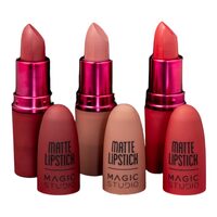 Set 3 buc Ruj buze mat, Nudes to Passion Matte Lipstick, Magic Studio 60732 - nude, red, wine
