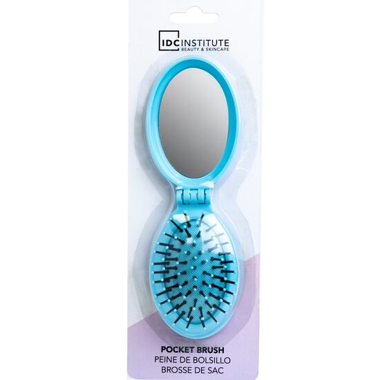 Perie pliabila cu oglinda pastel IDC Institute 18301RB, bleu