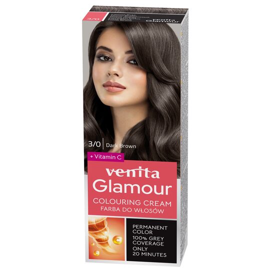 Vopsea de par, permanenta, Glamour, Venita, Nr. 3/0, Maro Ciocolatiu