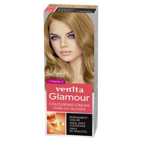 Vopsea de par, permanenta, Glamour, Venita, Nr. 7/0, Blond Natural