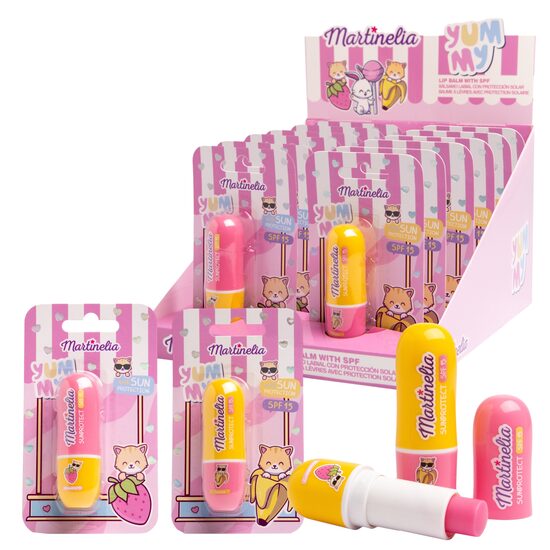 Set 12 bucati balsam de buze cu SPF 15 pentru copii, 68025, 3.5 g  Martinelia, 