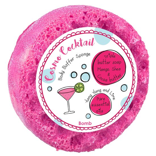 Burete de baie infuzat cu unt de corp si uleiuri esentiale Cosmo Cocktail Body Buffer 200g, Bomb Cosmetics