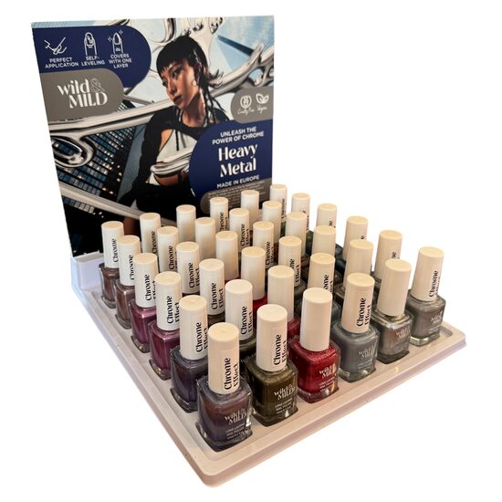 Display cu 36 bucati Lac de unghii Heavy Metal, Wild & Mild 