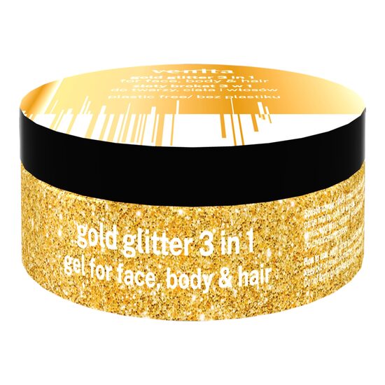 Gel cu sclipici plastic free pentru fata, corp si par Venita, Gold, 75 ml