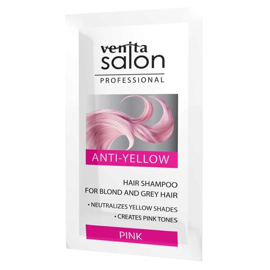 Sampon pentru eliminarea nuantelor de galben, cu reflexe roz, Venita, 25ml