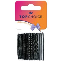 Set 12 bucati Elastic de par alb-negru, Top Choice, 22357
