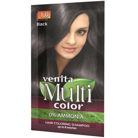 Sampon Colorant si Nuantator, Multicolor, Venita, 1.0 Black, 40g, 