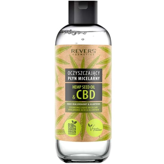 Apă micelara demachianta cu ulei natural de cânepă cu CBD, 100% vegan, Revers, 500ml