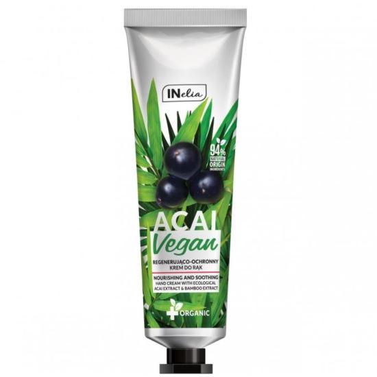 Crema pentru maini si unghii, protectie si regenerare, Vegan, Inelia, Revers, cu extract de acai ecologic si bambus, 100ml 