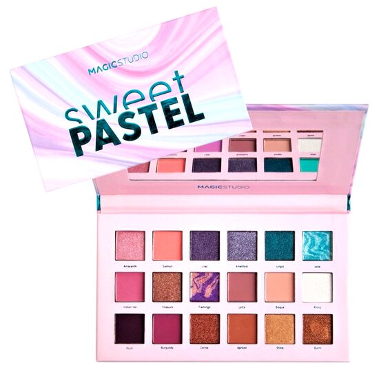 Paleta fard de pleoape Sweet Pastel, 18 Culori, Magic Studio
