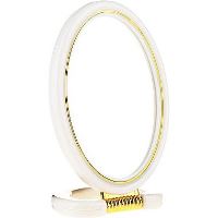 Oglinda machiaj cu lupa si picior, plastic, alba, Top Choice, 14 x 11 cm