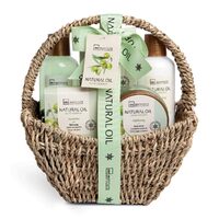 Set de baie Cadou in cosulet rotund impletit Natural Oil, IDC Institute